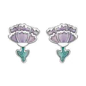 Sterling Silver Carnation Flower Stud Hypoallergenic Earrings