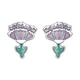 Sterling Silver Carnation Flower Stud Hypoallergenic Earrings