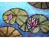 Water lily pond oil painting, Lotus flower wall art, Lily pads oil painting