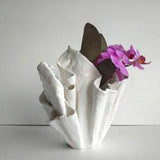 Unique orchid pot. Tall white abstract vase. Handmade plant mom gift.