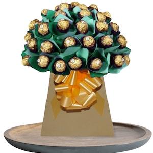Green Chocolate Bouquet Hamper Ferrero Rocher Flowers Rose Gift Box Lindt Cadbury Dairy Milk Birthday Wedding Christmas Sweet Present