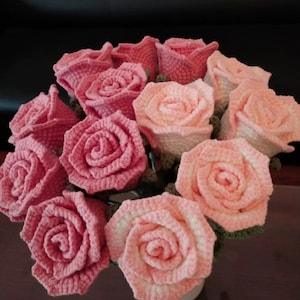 rose flower,home decoration,crochet flower,knitted bouquet,never die flower,rose bouquer,gift for her,handmade craft,personalized gift