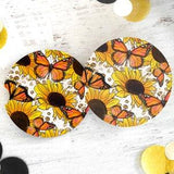Sunflower Neoprene Car Coasters-Set of Two, Sunflower Car Coasters, Striped Car Coasters, Coffee Coasters, Drink Coasters, Butterfly Coaster
