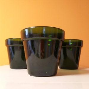 1 of 12 Vintage Orchid Pots, Green Glass Orchid Vase, Aldo Franco Design, Italy 80s