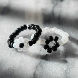 Flower Ring, Dainty Ring, Beaded Flower Ring, Stackable Ring, Daisy Ring, Beaded Ring, Stretch Ring, Gift for Her