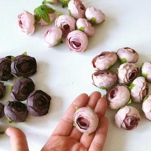 9 vintage inspired ranunculus flower heads, Artificial silk ranunculus, ranunculus head set, 4 cm / 1.6'' diameter, Flower crown