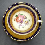 Paragon heavy gold border, cabbage rose floral bouquet, double warrant, made in England
