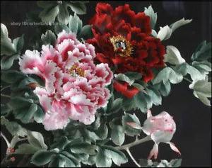 Chinese 100% real natural silk thread,su hand embroidery kits:peony flower 10"