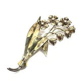 Vintage Signed MK 12K GF Over Silver Flower Spray Pin Lily Valley 2 Tone 3.25"