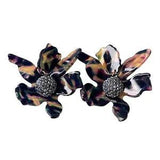 Lele Sadoughi Lucite Lily Flower Clip On Earrings Designer Purple Large