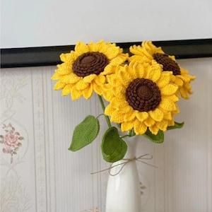 Crochet Bouquet Crochet Flowers Birthday Gifts Mother's Day Sunflower Bouquet, Birthday Gifts, Memorial Home Decor Preserved Flowers