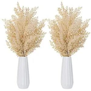 2Pcs 15'' Faux Pampas Grass with Vase Small Artificial Pampas Grass Flowers