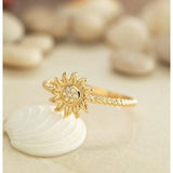 14K Solid Gold Sunflower Ring 925 Sterling Silver Floral Design, Dainty Jewelry for Women, Beautiful Flower Ring, Valentines Day Gift