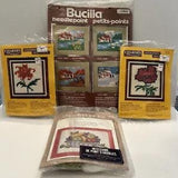 VINTAGE Lot Of 4 Needlepoint Kits Bucilla Spring Charmin Lily Wild Flower Caron