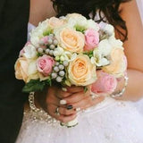 Beautiful, eternal, wedding, bridal bouquet full of artificial roses and with corsage for groom in any coulour by your own wish - gift
