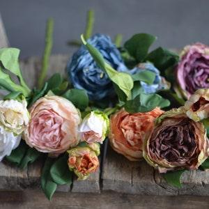 Silk Dried Peonie Buds, Artificial Peonies, Vintage Peonies, DIY Silk Wedding Bride Bouquets, Vintage Centerpiece, White Pink Blue Purple