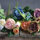 Silk Dried Peonie Buds, Artificial Peonies, Vintage Peonies, DIY Silk Wedding Bride Bouquets, Vintage Centerpiece, White Pink Blue Purple