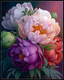 Peony Bouquet 2 - DIY Chart Counted Cross Stitch Patterns Needlework DMC