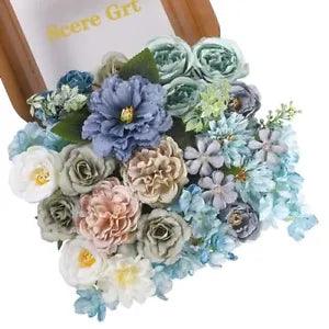 Artificial Flowers Roses Bulk Silk Peony Hydrangea Dusty Blue Rose Flower for