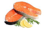 Slice of red fish salmon with lemon and rosemary isolated on white background Flower Delivery