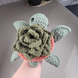 Green Turtle Succulent Plushie, Plant Turtle Shelf Decor, Stuffed Plant, Crochet Succulent, Crochet Plant Turtle Decor, Crochet Turtle Plush