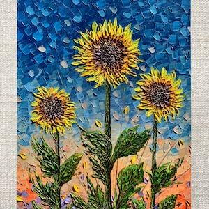 Blooming Sunflowers PRINT | Beautiful Wall Art Decor | 3D Colorful Vibrant Modern Artwork For Nature Lovers | Stationary, Postcards, Cards