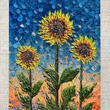 Blooming Sunflowers PRINT | Beautiful Wall Art Decor | 3D Colorful Vibrant Modern Artwork For Nature Lovers | Stationary, Postcards, Cards