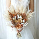 Pampas Grass& Rust Orange Dusty /Pampas Grass wedding bouquet Dried Bridal bouquet/Dry Flower bouquet, Rustic Boho Brides,Bridesmaid bouquet