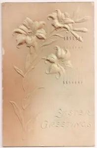 BROOKLYN NY Postcard EASTER GREETING Embossed Lilies NEW YORK 1907 Tuck & Sons