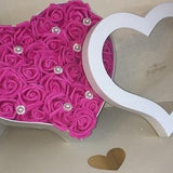 Large artificial faux rose flower box valentines gift heart box rhinestone elegant roses pink elegant rose bouquet box