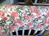 NEW FLEECE BLANKET-52" X 56"-CARNATIONS -TWO LAYERS-REVERSIBLE SEWN EDGES
