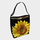 Sunflower day tote, inner photo meadow floral, wild, colourful, nature, garden, vivid, shopping, market, overnight, yellow, stretchy, happy,