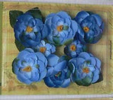 Ranunculus BLUE - 8 Fabric Flowers + 6 Leaves - 33-48mm Across Botanica Pet L2b