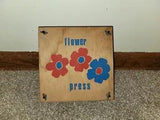 Vintage Flower and Leaf Press Wooden Square Wood Painted 7"