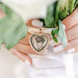 DIY Silver, Gold or Rose Gold Round OR Heart Shape Rhinestone Wedding Bouquet Photo Memory Charm, Bridal Party Gift Keepsake Momento, Charms