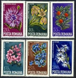1974 Azalea,Yew,Lily,Pink,Dianthus,Protected Flowers,Fleurs,Romania,Mi.3224,MNH