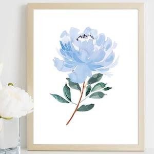 Peony Watercolor Art, Blue Art Decor, Peony Bouquet Print, Peonies Bouquet, Blue Peony, Farmhouse Decor, Home Office Decor, Printable Art