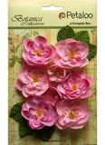 Ranunculus PINK x 8 Fabric Flowers + 6 Leaves - 33-48mm Across Botanica Pet L2b