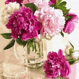 Paint by Numbers WITH FRAME peonies flowers in a vase, DiY painting by number kit for adult on canvas