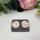 Cute Peony Earrings Small Studs Peonies Clip-on Earrings Flower Stud Earrings Handmade Polymer Clay Realistic Peony Jewelry Gift For Her