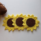 Sunflower coasters - made with a crochet hook