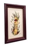 Pressed Dried Flowers Under Glass w/ Wood Frame Wall Art And Signed