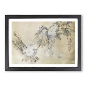Bird & Peony Flowers Framed Wall Art Poster Print Home Decor Picture Large