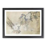 Bird & Peony Flowers Framed Wall Art Poster Print Home Decor Picture Large