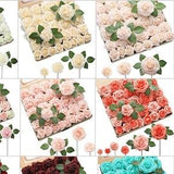 Artificial Roses - 60ct 3 Size Latex Foam Roses with Wire Stem - Use in Wedding Bouquet Decor Centerpieces Bridal Shower Party Decoration -P