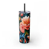 Skinny Flower Tumbler with Straw, 20oz