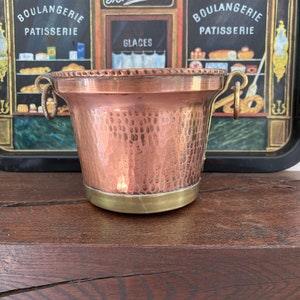 An unusual decorative Maudoux Dinant hammered  copper and brass  planter,  pail, bucket