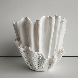 Handmade mom planter. White modern vase. Unique orchid pot.