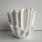 Handmade mom planter. White modern vase. Unique orchid pot.