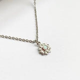 Sunflower Opal Necklace in Silver, Delicate Layering Necklace, Everyday Minimalist Jewelry, Stainless Steel Jewelry